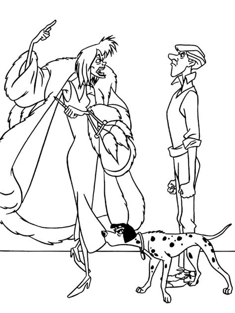 Cruella de Vil, Roger and Pongo Coloring Page - Funny Coloring Pages