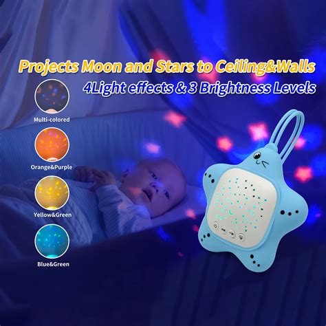 Jumon Rechargeable Baby White Noise Machine With Projector Night Light ...