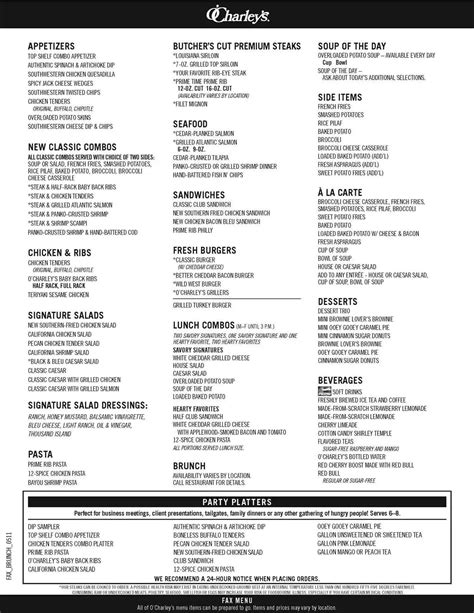 O'Charley's Menu, Menu for O'Charley's, Southaven, Memphis - Urbanspoon ...