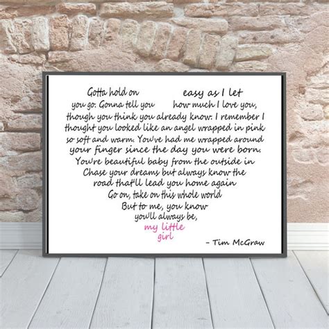 My Little Girl Lyrics Picture Frame - Etsy