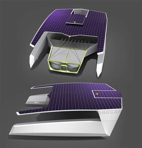 Design.: Solar powered catamaran carrier.