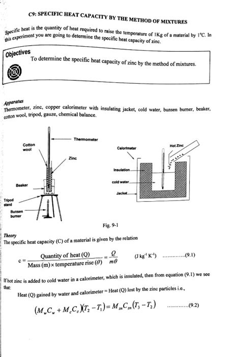 Solved 9: SPECIFIC HEAT CAPACITY BY THE METHOD OF MIXTURES | Chegg.com