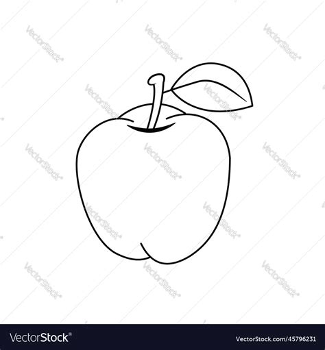 Apple fruit outline black and white Royalty Free Vector