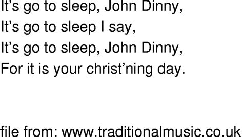 Old-Time Song Lyrics - Go To Sleep John Dinny