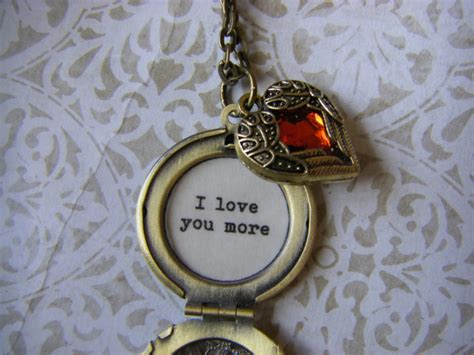 Love Locket Red heart bronze locket I love you more