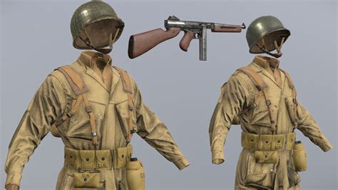 WW2 US Paratrooper and THOMPSON M1A1 - Buy Royalty Free 3D model by ...