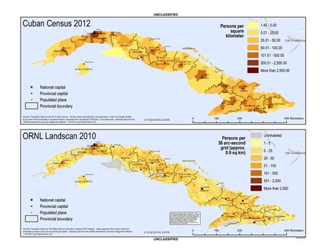 Cuba Population Density Map