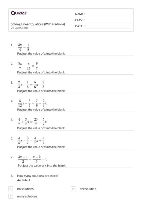 50+ Linear Equations worksheets for Kindergarten on Quizizz | Free & Printable