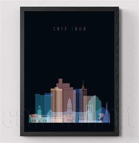 Cape Town South Africa City Skyline Silhouette Urban Cityscape | Etsy