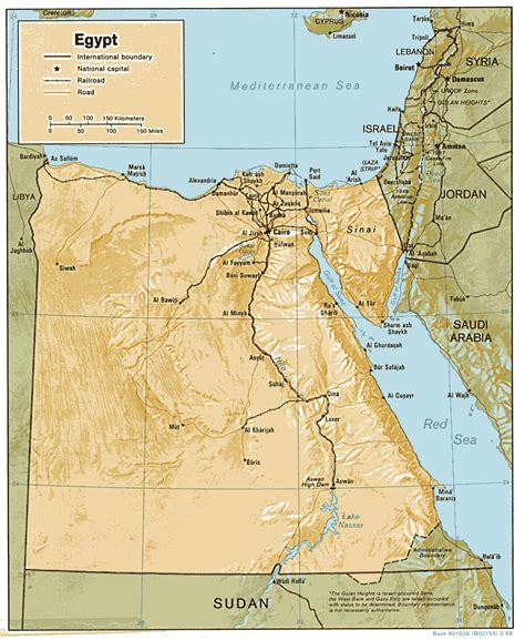 Detailed relief and political map of Egypt. Egypt detailed relief and ...