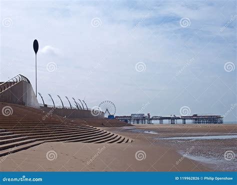 View of Blackpool Showing Beach Seafront and Promenade with Pier in the Distance on a Sunny ...