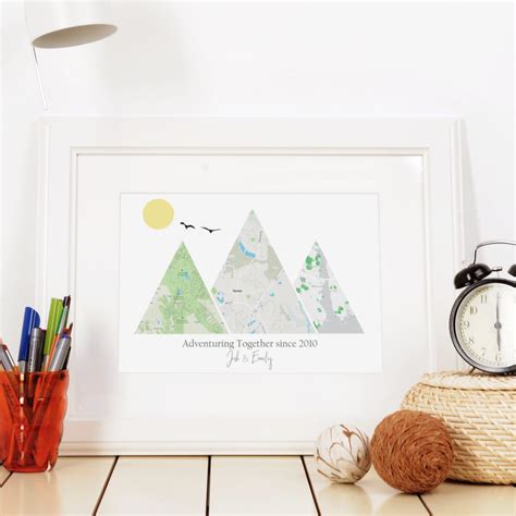 Mountain Adventure Panoramic Custom Map Art - Large Map Count - Vertical or Horizontal ...