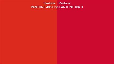 Pantone 485 C vs PANTONE 186 C side by side comparison