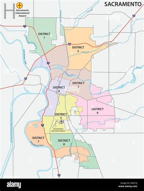 Sacramento district administrative and political map Stock Vector Image ...