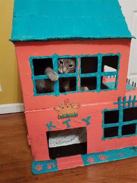 Pin by Jennifer Parker on diy cardboard cat house | Cat house diy ...