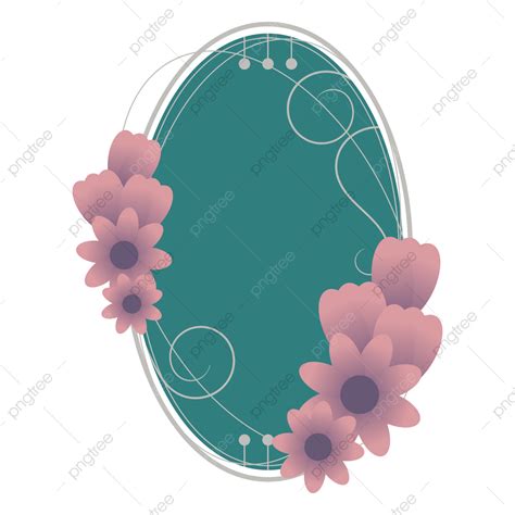 Pink Flower With Gradient Frame Border, Flower Border, Ellipse, Shape PNG and Vector with ...