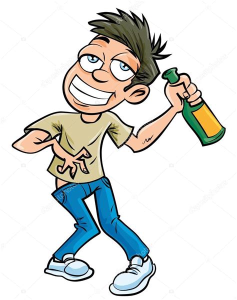 Cartoon drunk man with champagne bottle — Stock Vector © antonbrand ...