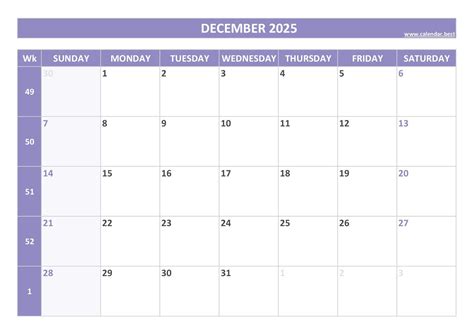 December 2025 calendar -Calendar.best