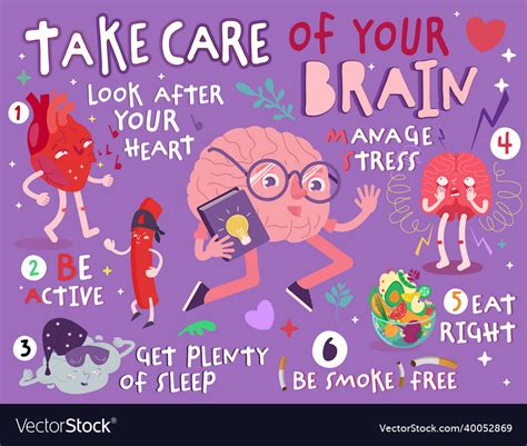 Take care of your brain creative landscape poster Vector Image