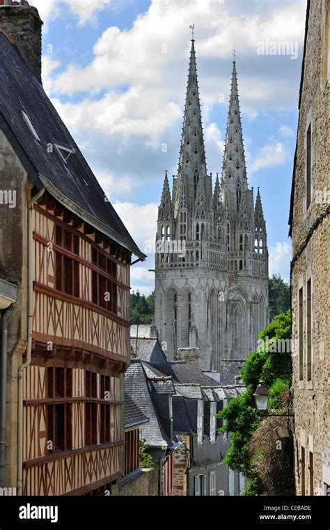 France brittany quimper cathedral st corentin hi-res stock photography ...