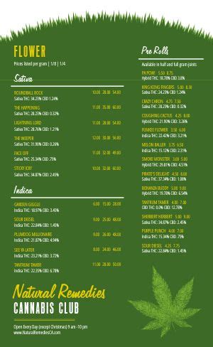 Cannabis Dispensary Menu