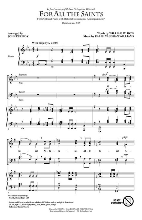 For All The Saints Sheet Music by John Purifoy (SKU: 08752167 ...