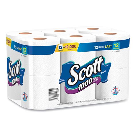 Scott® Toilet Paper, Septic Safe, 1-Ply, White, 1,000 Sheets/Roll, 12 Rolls/Pack, 4 Pack/Carton ...