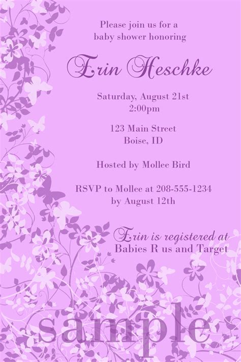 PURPLE BUTTERFLY Baby Shower Invitation by kayleighskreations