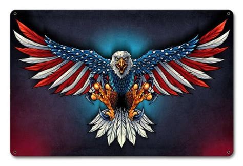 United States Bald Eagle with Flag Wings Patriotic Art on | Etsy