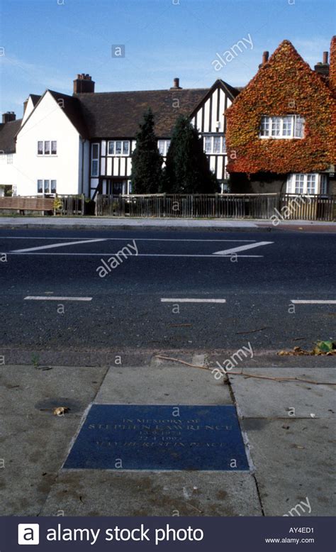 Stephen Lawrence memorial plaque on site of his murder Well Hall Road Stock Photo: 1789648 - Alamy