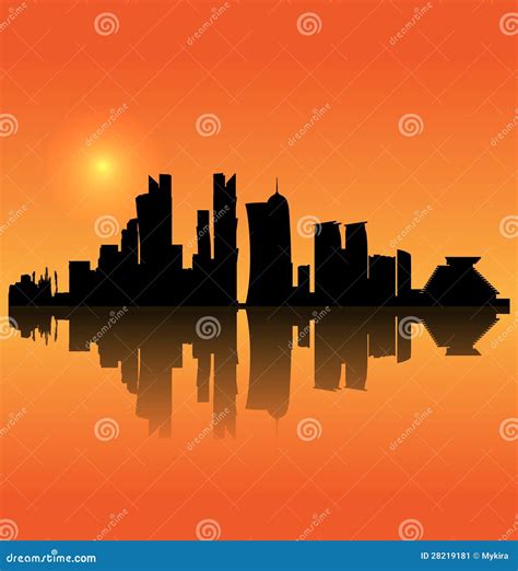 Doha Vector Silhouette Skyline Stock Image - Image: 28219181