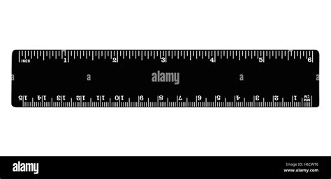 Black ruler isolated, inches, centimeters, millimeters imperial metric distance length units, cm ...