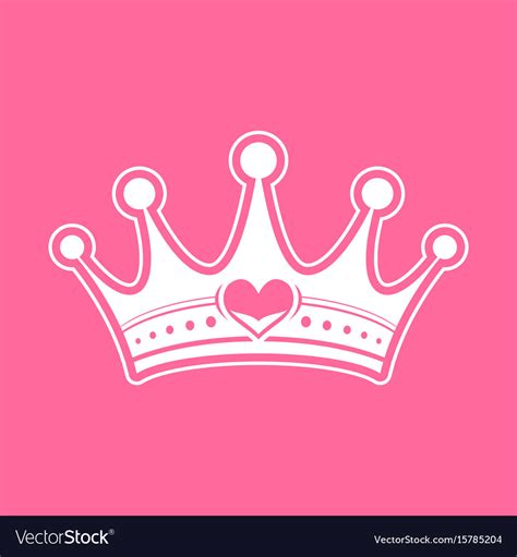 Pink girly princess royalty crown with heart Vector Image