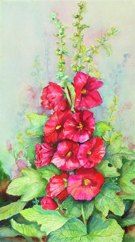 Early Morning Hollyhock Painting by Joanne Porter