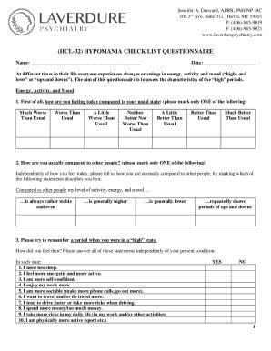 Fillable Online Use of the Hypomania Checklist-32 and the Mood Disorder ... Fax Email Print ...