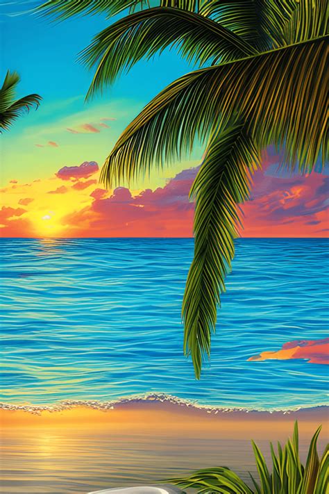 Caribbean Cruise Ship Sunset Beach Scene Graphic · Creative Fabrica