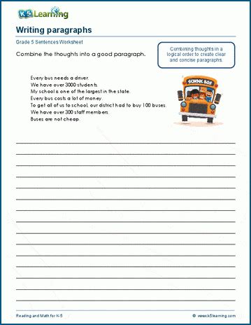 Writing paragraphs worksheets | K5 Learning