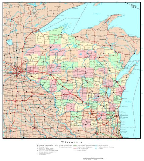 Wisconsin Political Map - Printable Map Of Downtown Madison Wi ...