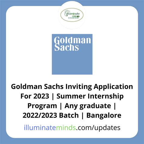 Goldman Sachs Inviting Application For 2023 | Summer Internship Program | Any graduate | 2022/ ...