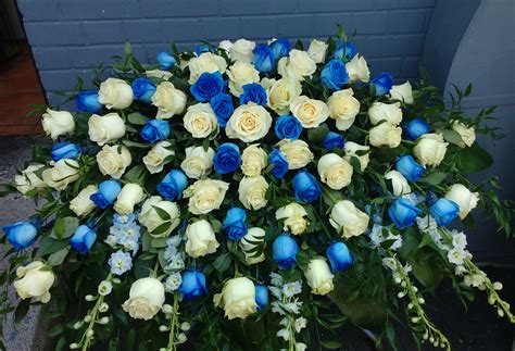 Blue and White Casket Spray | AD Floral Studio