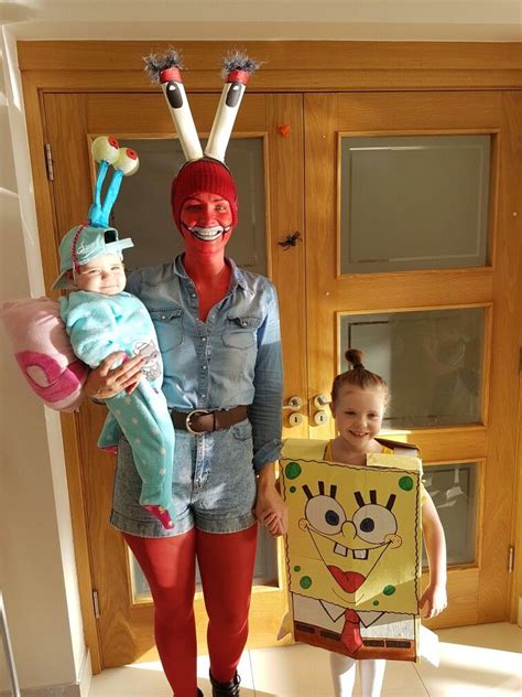 Diy spongebob mr krabs angry Gary the snail halloween costumes fancy ...