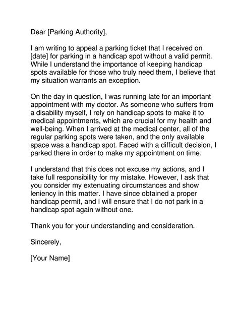 Parking Ticket Appeal Template