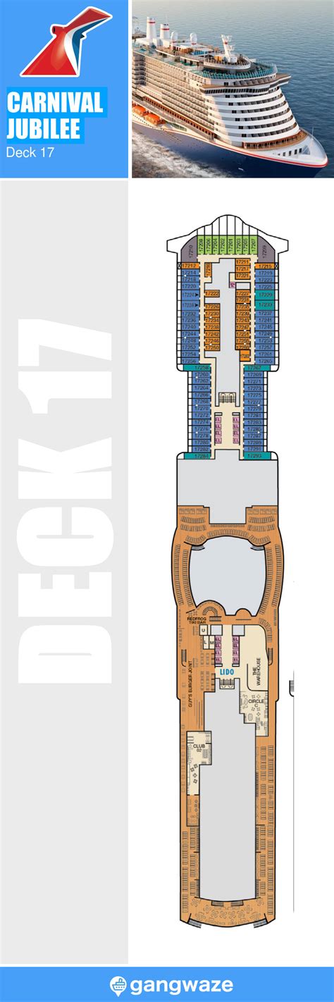 Carnival Jubilee Deck 17 - Activities & Deck Plan Layout