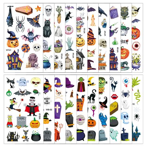 Amazon.com : 240pcs Halloween Tattoo Stickers, Halloween Temporary Tattoos Waterproof Halloween ...