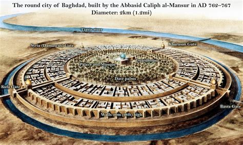 Illustrative map of Abbasid Baghdad in the 8th century. : MapPorn