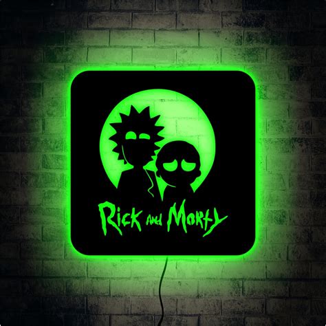 Rick and Morty Led Sign Cartoon Neon Sign Wooden Wall Sign - Etsy