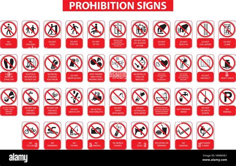 set of prohibition signs on white background Stock Vector Image & Art - Alamy