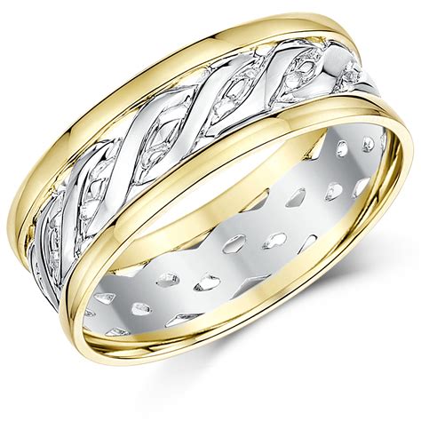 His & Hers 6&7mm 9ct Gold Two Colour Celtic Wedding Rings - 9ct Two ...