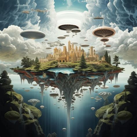 Premium AI Image | Surreal dream landscape where gravity takes a break