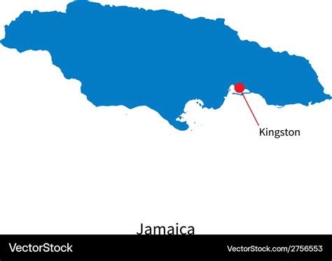 Detailed map of jamaica and capital city kingston Vector Image